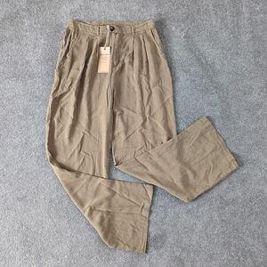 Thread & Supply Women's Pleated Trousers Size Large Tan Camel Tencel NEW
